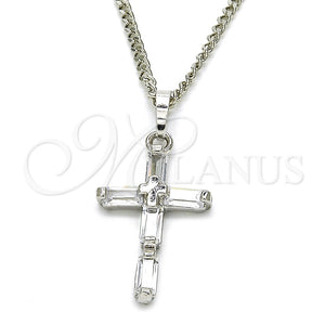 White Gold Filled Necklace — Pendant Necklace Cross Design with White Cubic Zirconia — main product view — SKU 125485 | Oro Laminado Blanco collar — Pendant Necklace cruz diseño with blanco Cubic Zirconia — SKU 125485