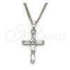 White Gold Filled Pendant Necklace, Cross Design, with White Cubic Zirconia, Polished, Rhodium Finish, 04.284.0015.4.22 (02 MM Thickness, 22 Inches Length)