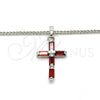 Rhodium Gold Filled Pendant Necklace, Cross Design, with Garnet Cubic Zirconia, Polished, Rhodium Finish, 04.284.0015.5.22 (02 MM Thickness, 22 Inches Length)