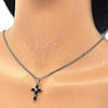 Rhodium Gold Filled Pendant Necklace, Cross Design, with Black Cubic Zirconia, Polished, Rhodium Finish, 04.284.0015.6.22 (02 MM Thickness, 22 Inches Length)