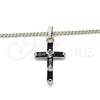Rhodium Gold Filled Pendant Necklace, Cross Design, with Black Cubic Zirconia, Polished, Rhodium Finish, 04.284.0015.6.22 (02 MM Thickness, 22 Inches Length)