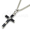 Rhodium Gold Filled Pendant Necklace, Cross Design, with Black Cubic Zirconia, Polished, Rhodium Finish, 04.284.0015.6.22 (02 MM Thickness, 22 Inches Length)