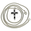 Rhodium Gold Filled Pendant Necklace, Cross Design, with Black Cubic Zirconia, Polished, Rhodium Finish, 04.284.0015.6.22 (02 MM Thickness, 22 Inches Length)
