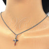Rhodium Gold Filled Pendant Necklace, Cross Design, with Multicolor Cubic Zirconia, Polished, Rhodium Finish, 04.284.0015.7.22 (02 MM Thickness, 22 Inches Length)