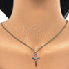 Oro Laminado Pendant Necklace, Gold Filled Style Cross and Baguette Design, with Multicolor Cubic Zirconia, Polished, Golden Finish, 04.284.0008.3.20 (02 MM Thickness, 20 Inches Length)