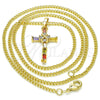 Oro Laminado Pendant Necklace, Gold Filled Style Cross and Baguette Design, with Multicolor Cubic Zirconia, Polished, Golden Finish, 04.284.0008.3.20 (02 MM Thickness, 20 Inches Length)