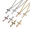 Oro Laminado Pendant Necklace, Gold Filled Style Cross and Baguette Design, with Multicolor Cubic Zirconia, Polished, Golden Finish, 04.284.0008.3.20 (02 MM Thickness, 20 Inches Length)