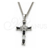 White Gold Filled Pendant Necklace, Cross Design, with Black and White Cubic Zirconia, Polished, Rhodium Finish, 04.284.0008.6.22 (02 MM Thickness, 22 Inches Length)