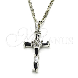 White Gold Filled Necklace — Pendant Necklace Cross Design with Black and White — main product view — SKU 125495 | Oro Laminado Blanco collar — Pendant Necklace cruz diseño with negro and blanco — SKU 125495