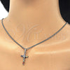 Rhodium Gold Filled Pendant Necklace, Cross Design, with Multicolor Cubic Zirconia, Polished, Rhodium Finish, 04.284.0008.7.22 (02 MM Thickness, 22 Inches Length)