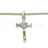Rhodium Gold Filled Pendant Necklace, Cross Design, with Multicolor Cubic Zirconia, Polished, Rhodium Finish, 04.284.0008.7.22 (02 MM Thickness, 22 Inches Length)