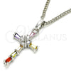 Rhodium Gold Filled Pendant Necklace, Cross Design, with Multicolor Cubic Zirconia, Polished, Rhodium Finish, 04.284.0008.7.22 (02 MM Thickness, 22 Inches Length)