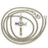 Rhodium Gold Filled Pendant Necklace, Cross Design, with Multicolor Cubic Zirconia, Polished, Rhodium Finish, 04.284.0008.7.22 (02 MM Thickness, 22 Inches Length)