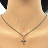 Oro Laminado Pendant Necklace, Gold Filled Style Cross and Baguette Design, with Multicolor Cubic Zirconia, Polished, Golden Finish, 04.284.0009.3.20 (02 MM Thickness, 20 Inches Length)