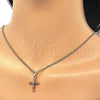 Oro Laminado Pendant Necklace, Gold Filled Style Cross and Baguette Design, with Multicolor Cubic Zirconia, Polished, Golden Finish, 04.284.0009.3.20 (02 MM Thickness, 20 Inches Length)