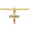 Oro Laminado Pendant Necklace, Gold Filled Style Cross and Baguette Design, with Multicolor Cubic Zirconia, Polished, Golden Finish, 04.284.0009.3.20 (02 MM Thickness, 20 Inches Length)