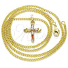 Oro Laminado Pendant Necklace, Gold Filled Style Cross and Baguette Design, with Multicolor Cubic Zirconia, Polished, Golden Finish, 04.284.0009.3.20 (02 MM Thickness, 20 Inches Length)