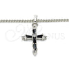 Rhodium Gold Filled Pendant Necklace, Cross Design, with Black and White Cubic Zirconia, Polished, Rhodium Finish, 04.284.0009.6.22 (02 MM Thickness, 22 Inches Length)