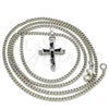 Rhodium Plated Pendant Necklace, Cross Design, with Black and White Cubic Zirconia, Polished, Rhodium Finish, 04.284.0009.6.22 (02 MM Thickness, 22 Inches Length)