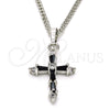 Rhodium Gold Filled Pendant Necklace, Cross Design, with Black and White Cubic Zirconia, Polished, Rhodium Finish, 04.284.0009.6.22 (02 MM Thickness, 22 Inches Length)