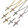 Oro Laminado Pendant Necklace, Gold Filled Style Cross Design, with Garnet and White Cubic Zirconia, Polished, Golden Finish, 04.284.0007.1.22 (02 MM Thickness, 22 Inches Length)