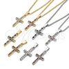 Rhodium Gold Filled Pendant Necklace, Cross Design, with Garnet and White Cubic Zirconia, Polished, Rhodium Finish, 04.284.0007.5.22 (02 MM Thickness, 22 Inches Length)