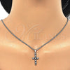 Rhodium Plated Pendant Necklace, Cross Design, with Black and White Cubic Zirconia, Polished, Rhodium Finish, 04.284.0007.6.22 (02 MM Thickness, 22 Inches Length)