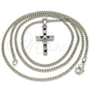 Rhodium Plated Pendant Necklace, Cross Design, with Black and White Cubic Zirconia, Polished, Rhodium Finish, 04.284.0007.6.22 (02 MM Thickness, 22 Inches Length)