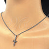 Rhodium Gold Filled Pendant Necklace, Cross Design, with Multicolor Cubic Zirconia, Polished, Rhodium Finish, 04.284.0007.7.22 (02 MM Thickness, 22 Inches Length)