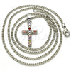 Rhodium Gold Filled Pendant Necklace, Cross Design, with Multicolor Cubic Zirconia, Polished, Rhodium Finish, 04.284.0007.7.22 (02 MM Thickness, 22 Inches Length)