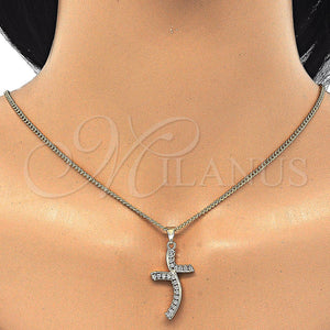 Gold Filled Necklace — Pendant Necklace with White Cubic Zirconia Polished 04. — main product view — SKU 125513 | Oro Laminado collar — Pendant Necklace with blanco Cubic Zirconia pulido 04. — SKU 125513