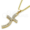 Oro Laminado Pendant Necklace, Gold Filled Style with White Cubic Zirconia, Polished, Golden Finish, 04.284.0014.22 (02 MM Thickness, 22 Inches Length)