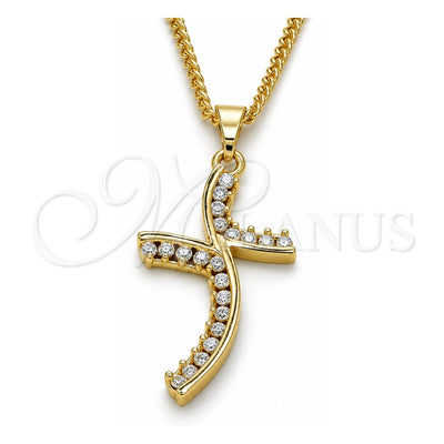 Oro Laminado Pendant Necklace, Gold Filled Style with White Cubic Zirconia, Polished, Golden Finish, 04.284.0014.22 (02 MM Thickness, 22 Inches Length)