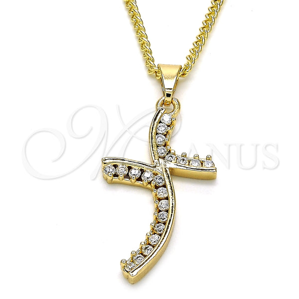 Oro Laminado Pendant Necklace, Gold Filled Style with White Cubic Zirconia, Polished, Golden Finish, 04.284.0014.22 (02 MM Thickness, 22 Inches Length)