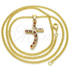 Oro Laminado Pendant Necklace, Gold Filled Style with Garnet and White Cubic Zirconia, Polished, Golden Finish, 04.284.0014.1.22 (02 MM Thickness, 22 Inches Length)
