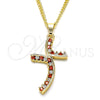 Oro Laminado Pendant Necklace, Gold Filled Style with Garnet and White Cubic Zirconia, Polished, Golden Finish, 04.284.0014.1.22 (02 MM Thickness, 22 Inches Length)