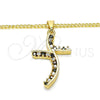 Oro Laminado Pendant Necklace, Gold Filled Style with Black and White Cubic Zirconia, Polished, Golden Finish, 04.284.0014.2.22 (02 MM Thickness, 22 Inches Length)
