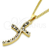 Oro Laminado Pendant Necklace, Gold Filled Style with Black and White Cubic Zirconia, Polished, Golden Finish, 04.284.0014.2.22 (02 MM Thickness, 22 Inches Length)