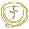 Oro Laminado Pendant Necklace, Gold Filled Style with Black and White Cubic Zirconia, Polished, Golden Finish, 04.284.0014.2.22 (02 MM Thickness, 22 Inches Length)
