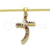 Oro Laminado Pendant Necklace, Gold Filled Style with Multicolor Cubic Zirconia, Polished, Golden Finish, 04.284.0014.3.22 (02 MM Thickness, 22 Inches Length)