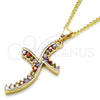 Oro Laminado Pendant Necklace, Gold Filled Style with Multicolor Cubic Zirconia, Polished, Golden Finish, 04.284.0014.3.22 (02 MM Thickness, 22 Inches Length)
