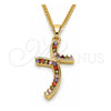Oro Laminado Pendant Necklace, Gold Filled Style with Multicolor Cubic Zirconia, Polished, Golden Finish, 04.284.0014.3.22 (02 MM Thickness, 22 Inches Length)
