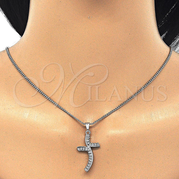 White Gold Filled Necklace — Pendant Necklace with White Cubic Zirconia Polished 04. — alternate product view — SKU 125517 | Oro Laminado Blanco collar — Pendant Necklace with blanco Cubic Zirconia pulido 04. — SKU 125517