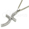 Rhodium Gold Filled Pendant Necklace, with White Cubic Zirconia, Polished, Rhodium Finish, 04.284.0014.4.22 (02 MM Thickness, 22 Inches Length)