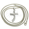 Rhodium Gold Filled Pendant Necklace, with White Cubic Zirconia, Polished, Rhodium Finish, 04.284.0014.4.22 (02 MM Thickness, 22 Inches Length)