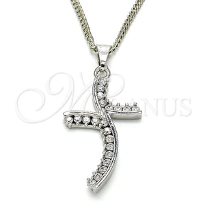 White Gold Filled Necklace — Pendant Necklace with White Cubic Zirconia Polished 04. — main product view — SKU 125517 | Oro Laminado Blanco collar — Pendant Necklace with blanco Cubic Zirconia pulido 04. — SKU 125517