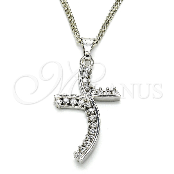 White Gold Filled Necklace — Pendant Necklace with White Cubic Zirconia Polished 04. — main product view — SKU 125517 | Oro Laminado Blanco collar — Pendant Necklace with blanco Cubic Zirconia pulido 04. — SKU 125517