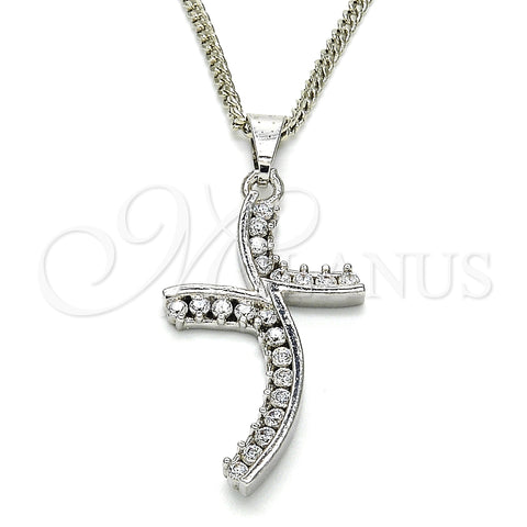Rhodium Gold Filled Pendant Necklace, with White Cubic Zirconia, Polished, Rhodium Finish, 04.284.0014.4.22 (02 MM Thickness, 22 Inches Length)