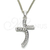 Rhodium Gold Filled Pendant Necklace, with White Cubic Zirconia, Polished, Rhodium Finish, 04.284.0014.4.22 (02 MM Thickness, 22 Inches Length)