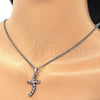 Rhodium Gold Filled Pendant Necklace, with Garnet and White Cubic Zirconia, Polished, Rhodium Finish, 04.284.0014.5.22 (02 MM Thickness, 22 Inches Length)
